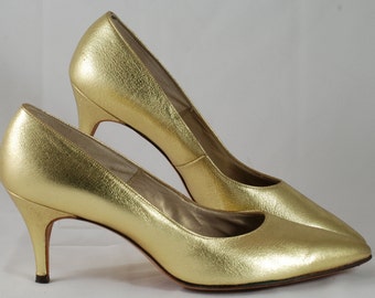 Vintage 1960's Women's Gold Wedding Heels  by Danny Simmons Las Vegas, Mad Men