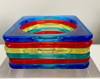 1980s Acrylic Lucite Stackable Geometric Bangles Bracelets