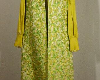Vintage Brokatseidenmantel, Tunika mit Gürtel und Hose aus den 1960er Jahren, entworfen von Eddy George Couture