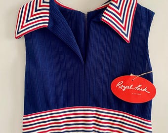 Vintage Royal Park by Jan Strass Patriotic Sleeveless Maxi Dress NWT