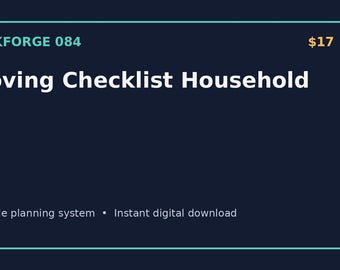 Moving Checklist Household — PackForge Digital Download Template