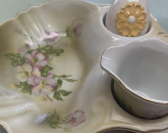 Hand Painted Imperial Lippon Ceramic Tray with Egg Cups