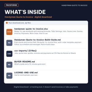 Handyman Quote to Invoice Tracker | Excel / Google Sheets Workbook | Jobs, Quotes, Invoices, Payments image 4