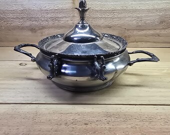 Vintage Forbes Silver Plate Co Quadruple Plate 183 Covered Dish ~5"