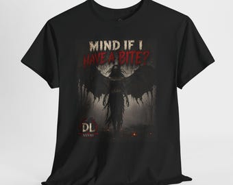 Mind If I Have a Bite Shirt, Winged Demon Horror Tee, Dark Humor Monster T-Shirt, Gothic Creature Graphic Tee