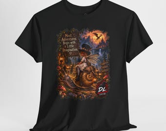 Most Adventures Begin With a Little Imagination Shirt | Fairy Dragon Fantasy Tee | Whimsical Gothic T-Shirt | Atomic Gallows