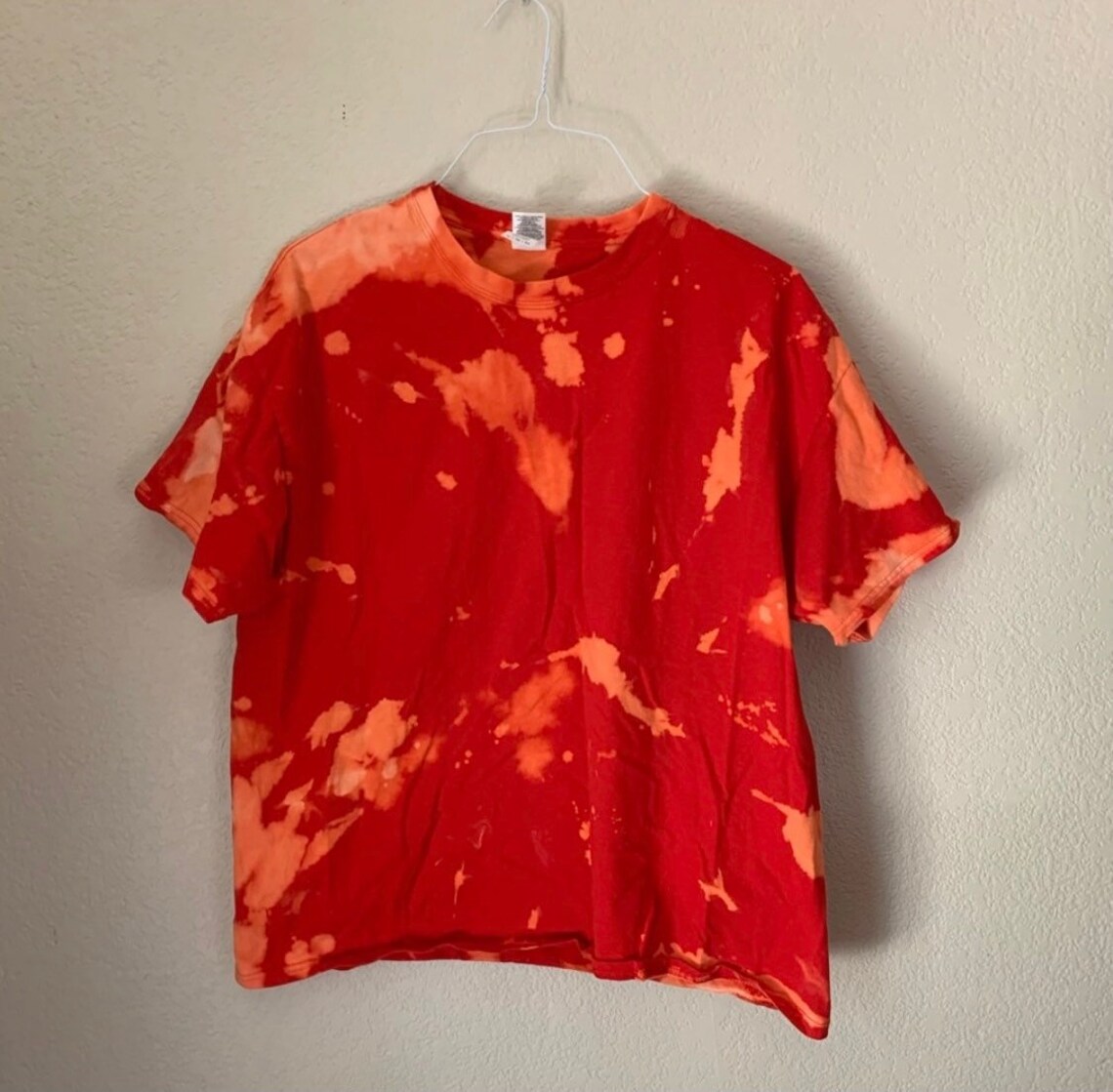 Gildan Mens XL Red Bleach Dyed Reworked Short Sleeve TShirt Etsy