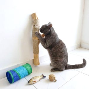 Driftwood cat scratching post tree branch cat scratcher natural wood handmade cat furniture