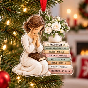Ornement de prière chrétienne pour femme, verset biblique personnalisé, cadeau de Noël religieux inspiré par la foi pour une fille