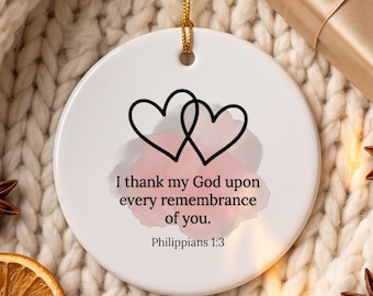 Personalized Memorial Christmas Ornament, Christian Heart Ceramic Keepsake, In Loving Memory Gift, Sympathy Remembrance Ornament