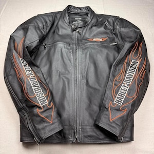 Harley Davidson Black Motorcycle Biker Jacket Real Cowhide Leather Coat