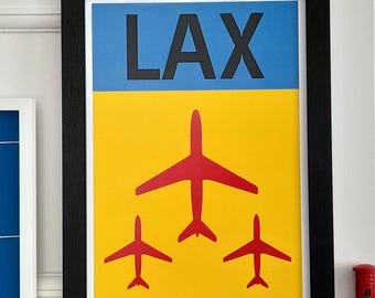 Photographic Print : 1960s Style Airport Sign with Code - LAX, Los Angeles International Airport