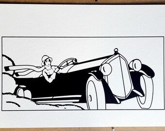 703: Art Déco - Conductora de los años 30 - serigrafía de edición limitada