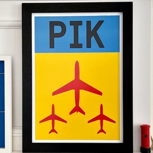 Photographic Print : 1960s Style Airport Sign with Code - Prestwick Airport