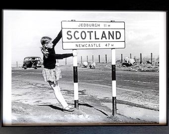 Señal de carretera de Carter Bar: frontera entre Escocia e Inglaterra, década de 1950/60