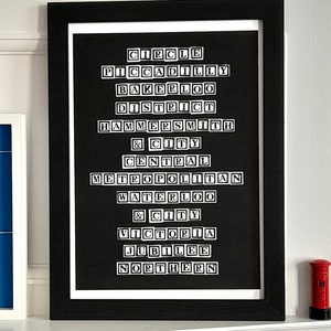 624: Metropolitana di Londra - Elenco in blocchi di legno delle linee storiche della metropolitana - serigrafia in edizione limitata