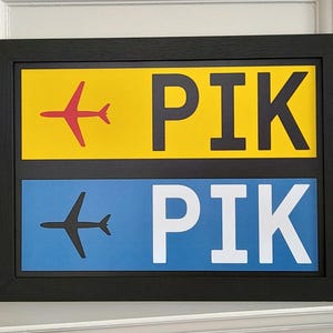 Photographic Print : 1960s Style Double Airport Sign with Code - Prestwick Airport