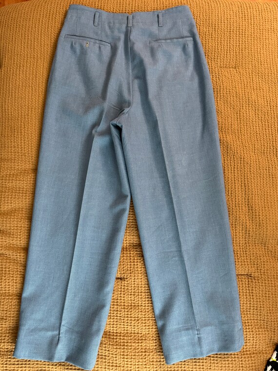 Mens 1940s/1950s High waist pleated slacks blue t… - image 2