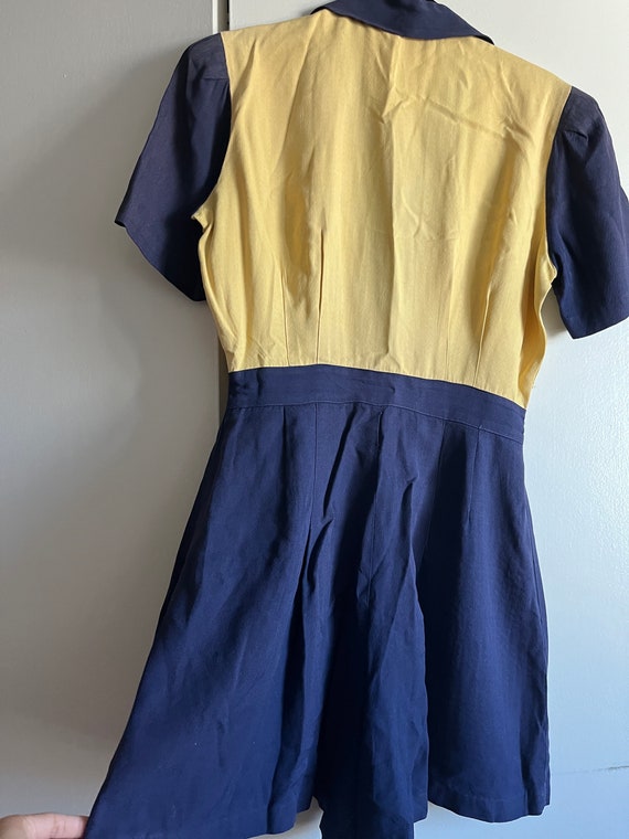 1940s Two-Tone Butter Yellow and Blue Gabardine R… - image 7