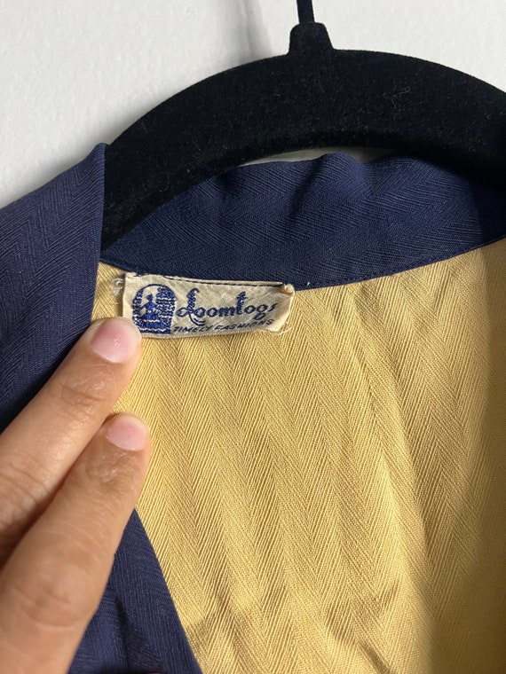 1940s Two-Tone Butter Yellow and Blue Gabardine R… - image 3