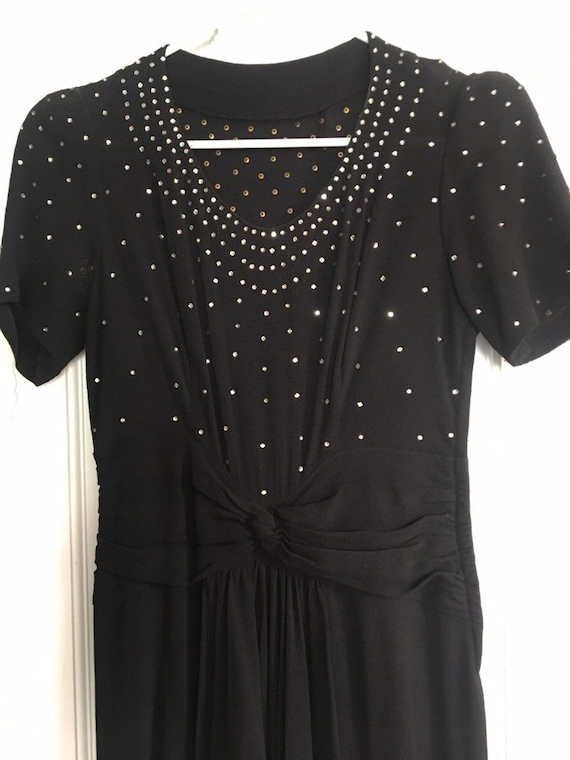 1940s rhinestone glamour Sarong Rayon Crepe Dress