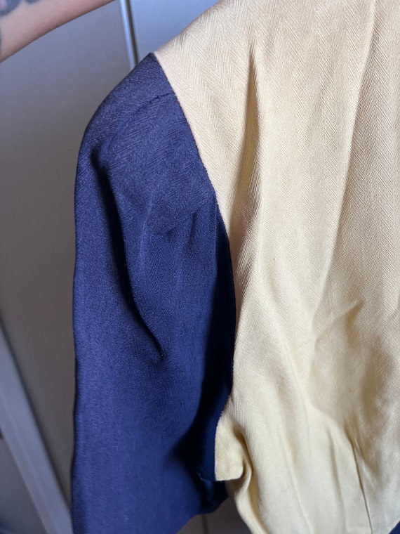 1940s Two-Tone Butter Yellow and Blue Gabardine R… - image 9