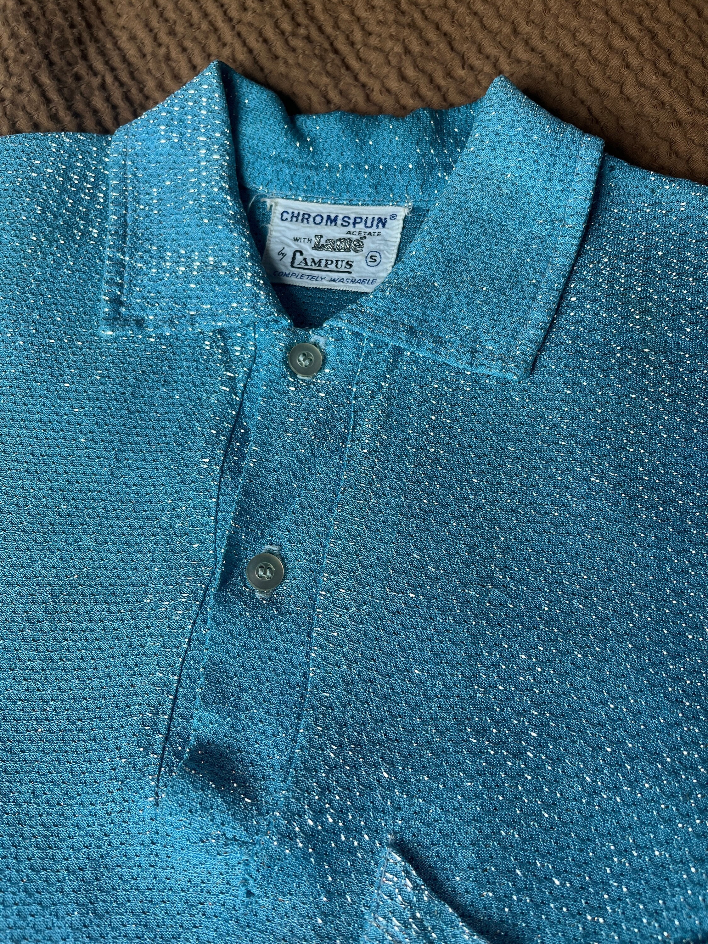 Mens 1950s Rnr Blue Lurex Shirt XS Small - Etsy