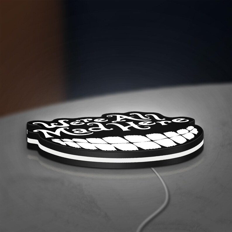 Alice in Wonderland Cheshire Cat Light Box, We're All Mad Here LED Sign ...
