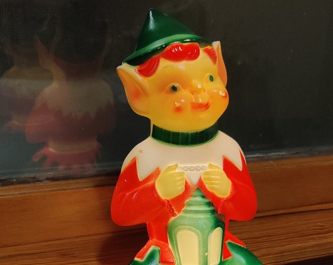 Working 1970 Empire Blow Mold Christmas Elf Cute 13 Inch Etsy