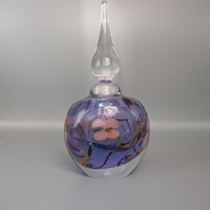Vintage vandermark neodymium? Glass perfume bottle with dichroic accents and flowers