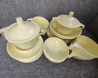 Imperialware melmac dishes plastic yellow gray splatter all included