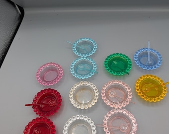 Vintage Jewel Tone Plastic Salt Cellars with Spoons