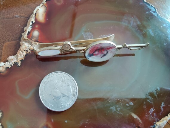 Fly-fishing lure gold tone tie bar with bubble glass View 6