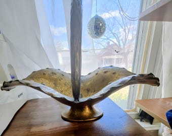 Antique brass ornate hammered egidio casagrande basket brass