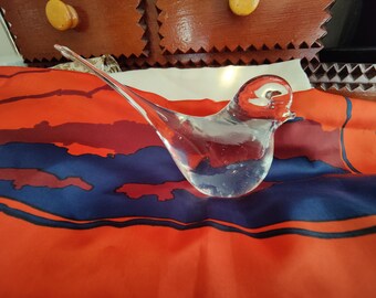 Long tail clear glass collectible paperweight bird