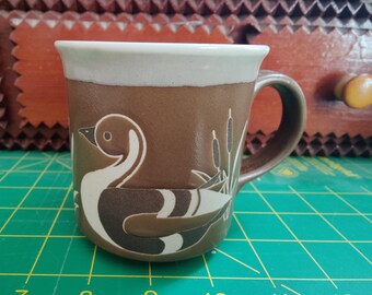 super cute vintage otagiri brown duck goose with cattails mug vintage all around print