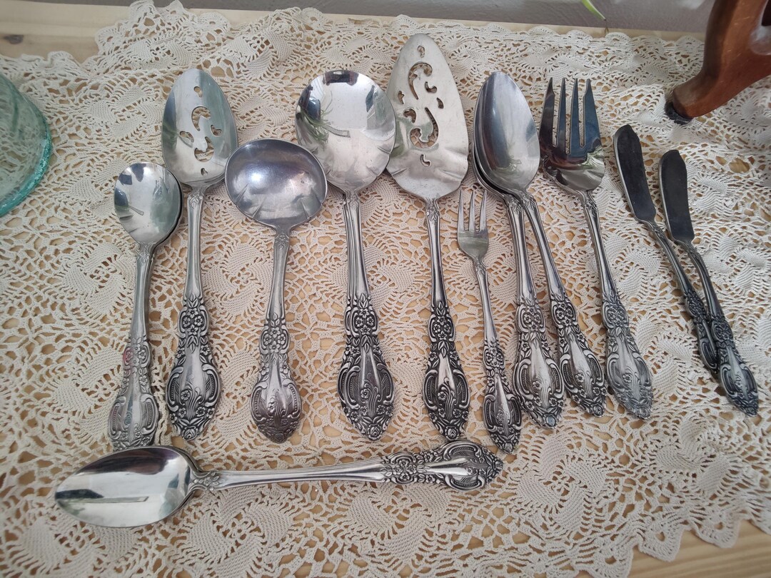 Springtime Stainless Japan Silverware Serving Utensils Slotted Spoon ...