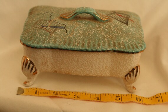 Kitschy vintage trinket jewelry box atomic birdcag