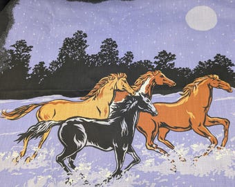 Hav-A-Hank Running Wild Horses Bandana Handkerchief USA Made 50-50 blend