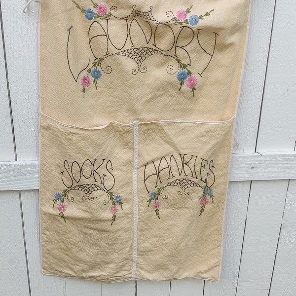 Embroidered Laundry Bag Vintage Etsy