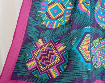 Gorgeous Acute polyester kaleidoscope pink green abstract long scarf