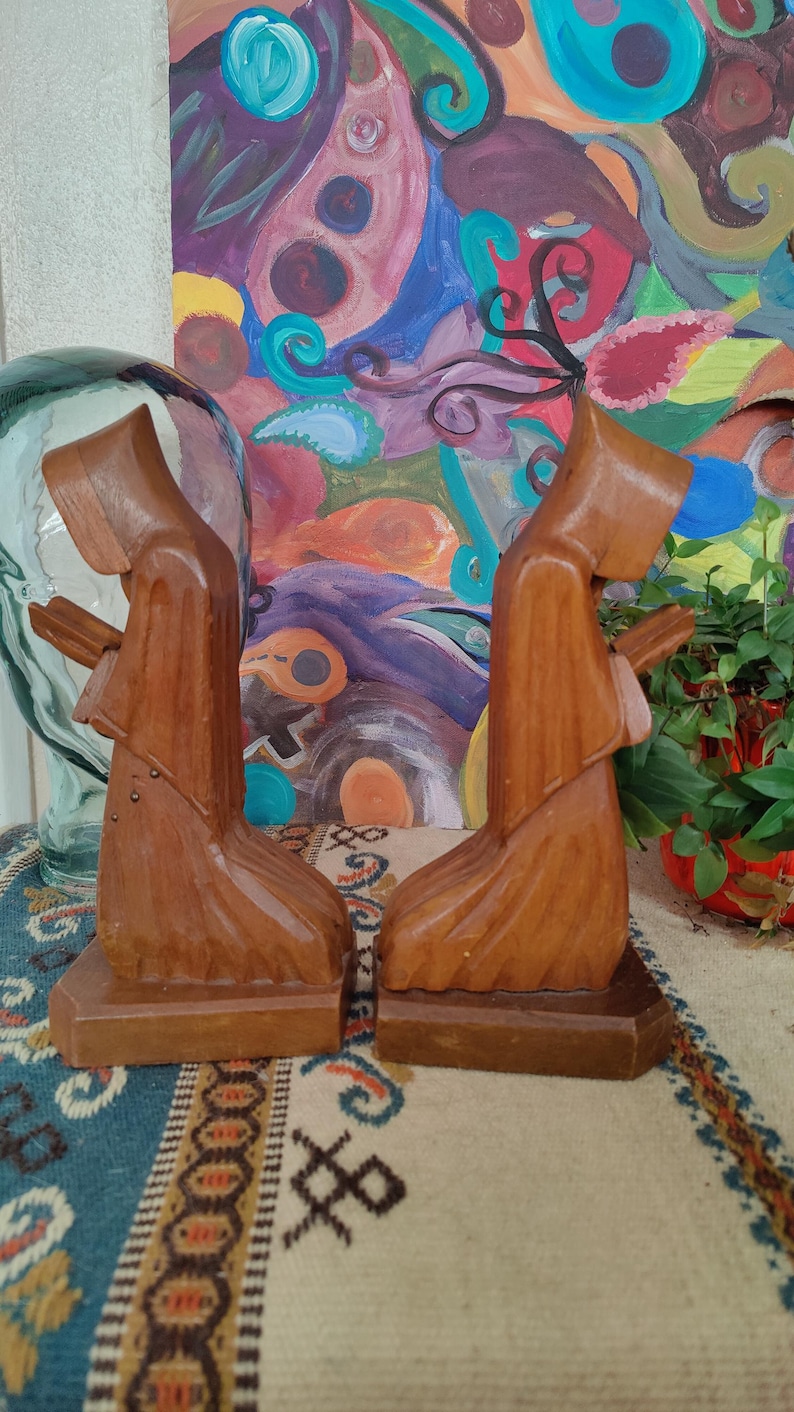 Pair of Kneeling Praying Monk Friar Holy Man With Rosary Carved Wood ...