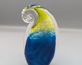 Signed wave water paperweight bright colors