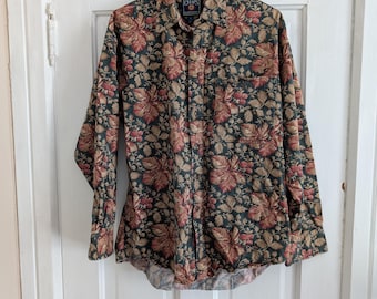 Chaps Ralph Lauren cotton button up autumn leaf pattern
