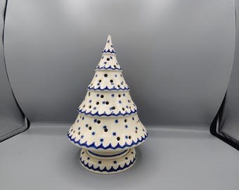 Polish pottery Christmas tree with base hand painted