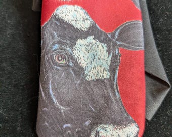 Ralph Marlin Holstein cow on red tie 80s