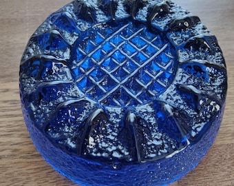 Cobalt blue sunflower thick glass paperweight