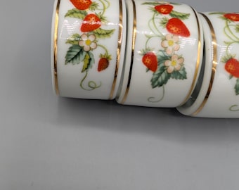 Adorable cottagecore avon ceramic napkin rings with sweet strawberry design