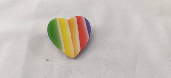 Rainbow Heart Card Pip Laser Cut Arcylic Brooch