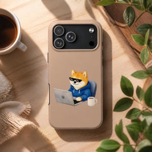 Shiba Inu Programmer Phone Case | Coder Dog Illustration, Tough Cover
